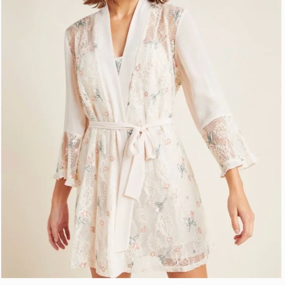 ⭐️ Keepsake Lace Floral Tie Boho Hipster Hippie Art Deco Farm Embroidered Robe